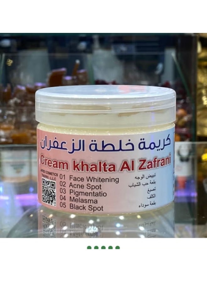 Saffron blend cream for skin lightening.
